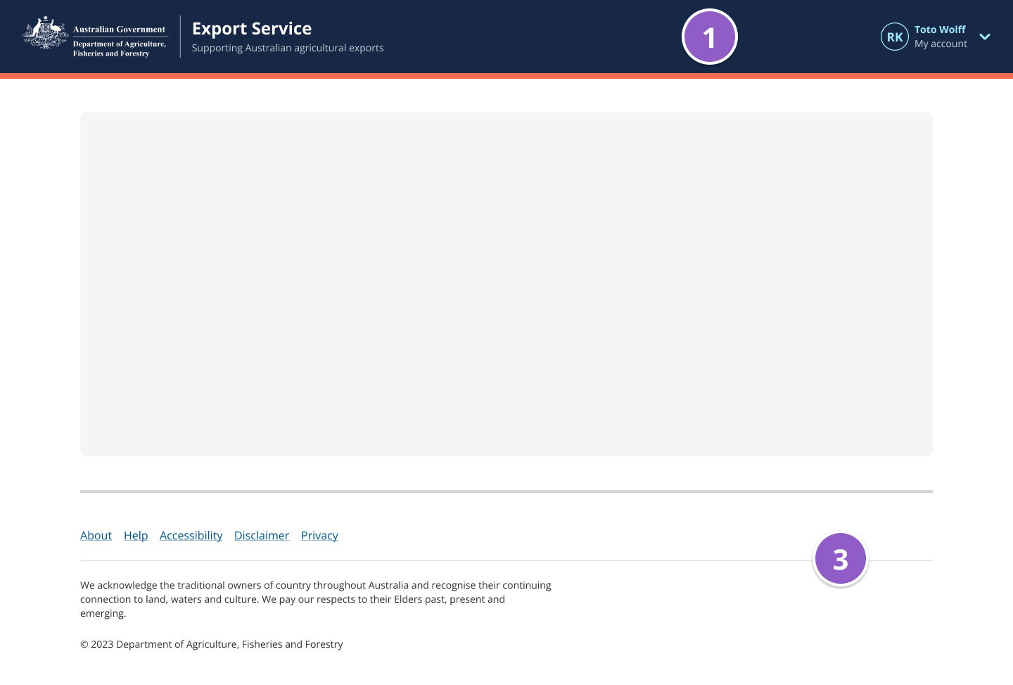 Screenshot of App layout components in focus mode with annotations labelling the header and footer