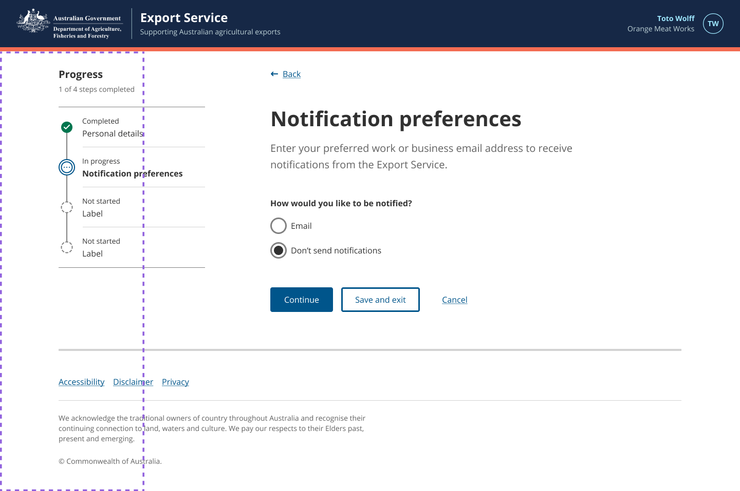 Screenshot of App layout components in focus mode, with an outlined box highlighting where the App layout sidebar would usually be placed